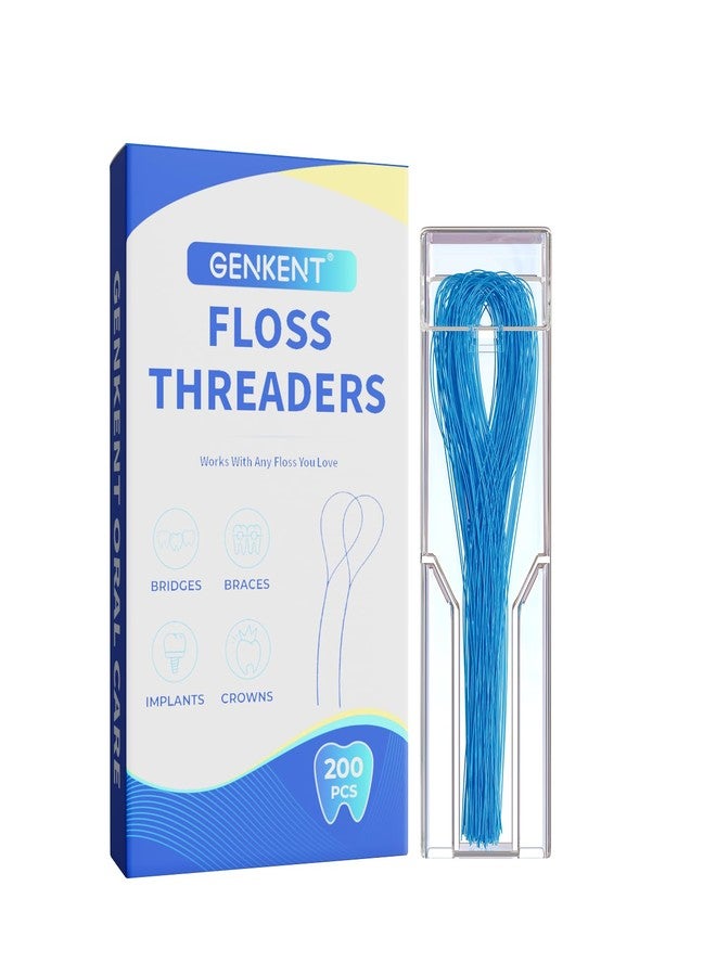 GENKENT Floss Threaders 200 Count Floss for Braces, Bridges, Implants Deep Clean Dental Floss Threader (2 Pack) - Image 1